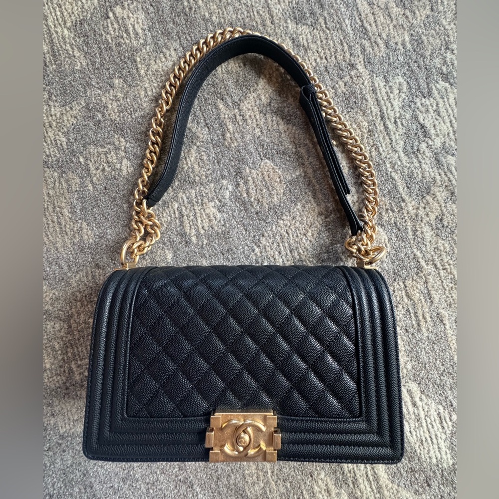 CC style caviar black purse